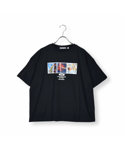 ZIDDY(ジディ)の「フォトプリントBIGTシャツ (130~160cm)(Tシャツ/カットソー・キッズ・ホワイト/ブラック/グリーン・150)」の2枚目の写真