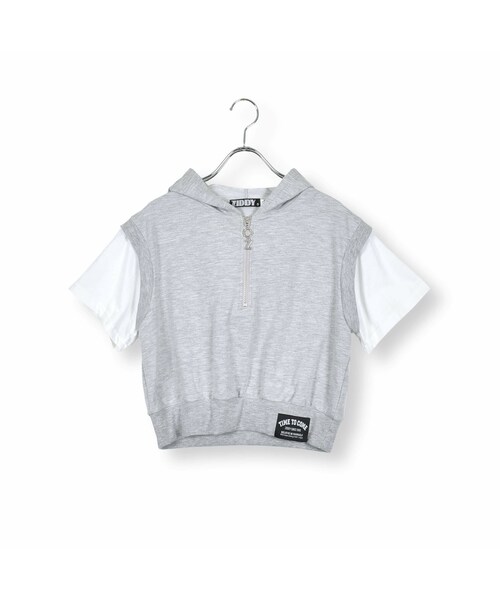 ZIDDY(ジディ)の「ハーフジップドッキングTシャツ(130~160cm)(Tシャツ/カットソー・キッズ・グレー/パープル・150)」の2枚目の写真