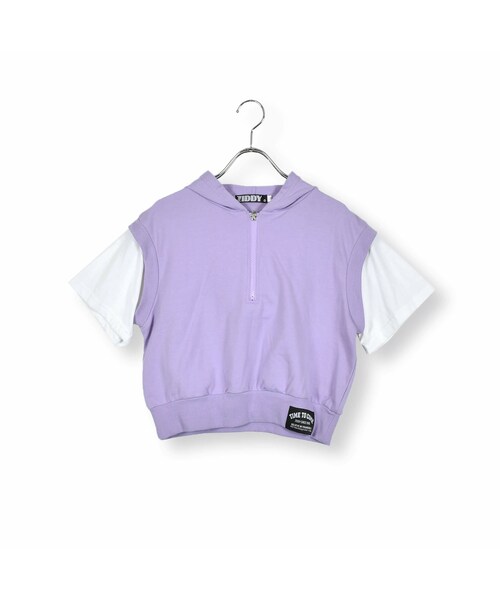 ZIDDY(ジディ)の「ハーフジップドッキングTシャツ(130~160cm)(Tシャツ/カットソー・キッズ・グレー/パープル・150)」の1枚目の写真
