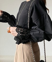 DHOLIC（ディーホリック）の「袖レースTシャツ（Tシャツ/カットソー）」