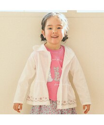 SLAP SLIP | 【UVカット】裾花柄スカラップ刺繍長袖パーカー(80~130cm)(パーカー)