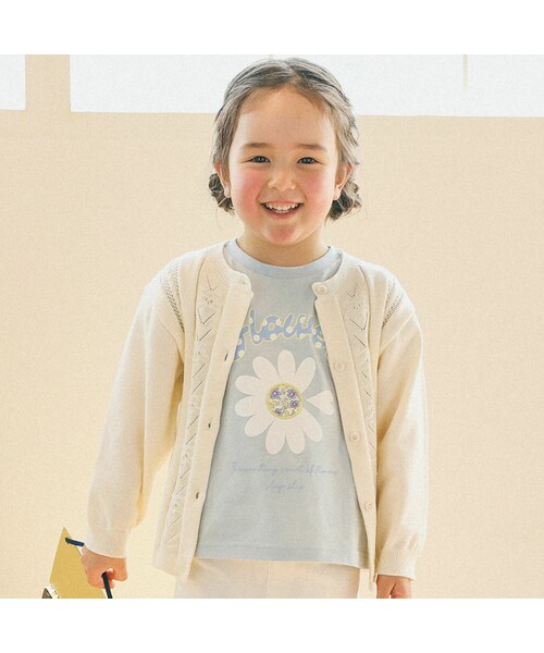 SLAP SLIP(スラップスリップ)の「イチゴ柄長袖ニットカーディガン(90~130cm)(カーディガン/ボレロ・キッズ・ピンク/ホワイト・110)」の2枚目の写真