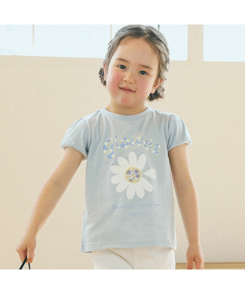 SLAP SLIP(スラップスリップ)の「【防汚加工】柄ナレモチーフパッチ半袖Tシャツ(80~130cm)(Tシャツ/カットソー・キッズ・ブルー/ホワイト/イエロー・110)」の1枚目の写真