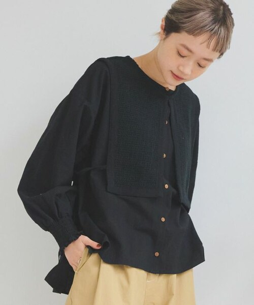 Crisp（クリスプ）の「メッシュカラーセットブラウス[c1R3210]（シャツ/ブラウス・レディース・ブラック/アイボリー/オレンジ・FREE）」の3枚目の写真