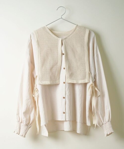 Crisp（クリスプ）の「メッシュカラーセットブラウス[c1R3210]（シャツ/ブラウス・レディース・ブラック/アイボリー/オレンジ・FREE）」の4枚目の写真