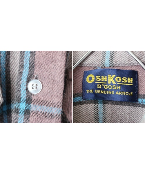 OSHKOSH（オシュコシュ）の「80s USA OSH KOSH オシュコシュ ヘビーフランネル チェック シャツ ベージュ メンズM相当 長袖 アメリカ古着（シャツ/ブラウス・レディース・ベージュ・M）」の2枚目の写真