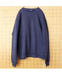 Russell Athletic | 80s 90s USA製 Russell Athletic ラッセルアスレティック 前V 無地 スウェット ネイビー メンズL相当 アメリカ古着(スウェット)