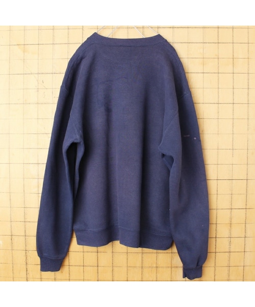 Russell Athletic(ラッセルアスレティック)の「80s 90s USA製 Russell Athletic ラッセルアスレティック 前V 無地 スウェット ネイビー メンズL相当 アメリカ古着(スウェット・レディース・ブルー・L)」の4枚目の写真