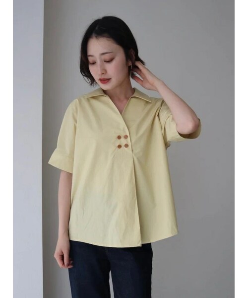 neam(ニーム)の「shape button tops(シャツ/ブラウス・レディース・イエロー・free)」の4枚目の写真