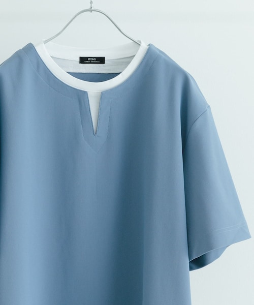 ITEMS URBANRESEARCH(アイテムズ アーバンリサーチ)の「『イージーケア/吸水速乾』高機能ワッフル フェイクレイヤーキーネックTシャツ(Tシャツ/カットソー・メンズ・CHA/BEG/KHK/BLU・M/L)」の4枚目の写真