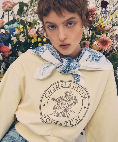 VIS（ビス）の「【DILIGENCE PARLOUR】VIS別注モデルフラワーロゴスウェット【セットアップ対応】（スウェット・レディース・ネイビー/ブルー系/イエロー・F）」の5枚目の写真