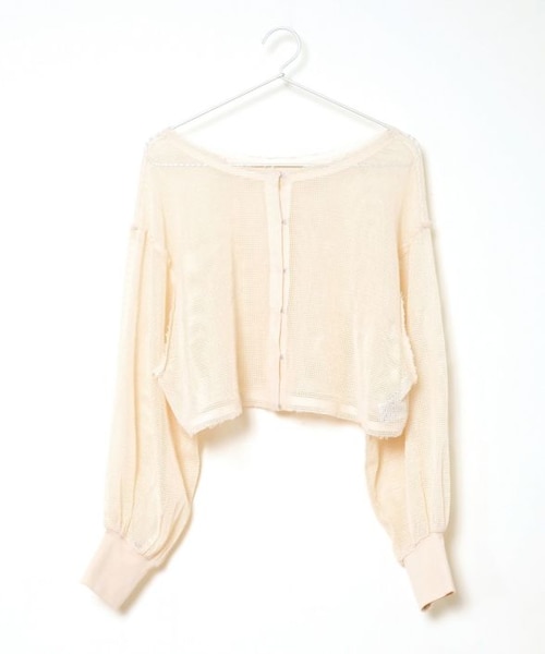 Crisp（クリスプ）の「メッシュショートカーディガン[c1R3219]（カーディガン/ボレロ・レディース・ナチュラル/ピンク・FREE）」の3枚目の写真