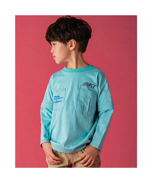 WASK（ワスク）の「袖 取り外し 天竺 Tシャツ (100~160cm)（Tシャツ/カットソー・キッズ・ブラック/ブルー・110）」の2枚目の写真