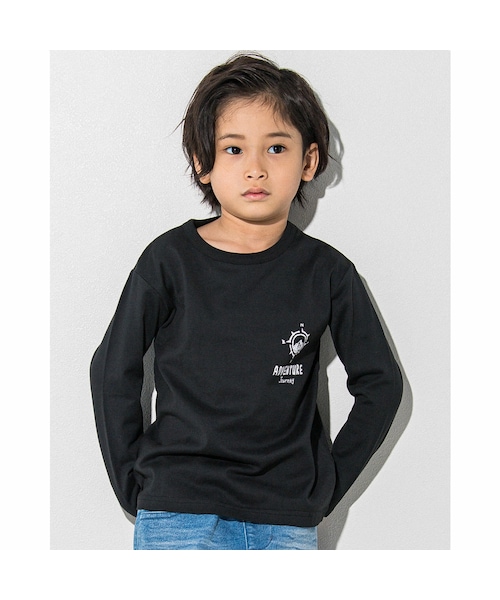 WASK(ワスク)の「天竺 アドベンチャー Tシャツ (100~160cm)(Tシャツ/カットソー・キッズ・ブラック/ホワイト・110)」の1枚目の写真