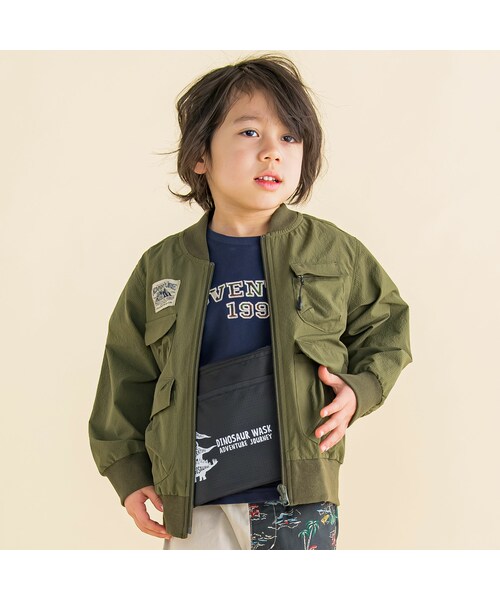 WASK（ワスク）の「【速乾】4WAYネーム付きポケットサッカージャケット(100~160cm)（ミリタリージャケット・キッズ・ブルー/グリーン・110）」の2枚目の写真