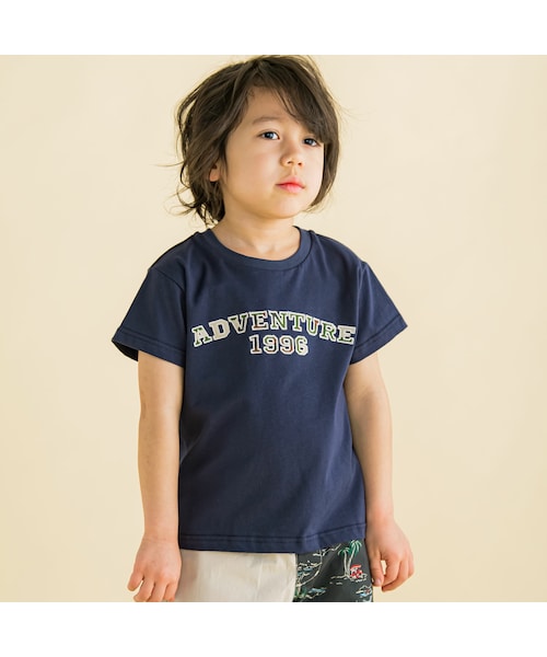 WASK（ワスク）の「迷彩ロゴパッチ天竺Tシャツ(100~160cm)（Tシャツ/カットソー・キッズ・グリーン/ブルー・110）」の2枚目の写真