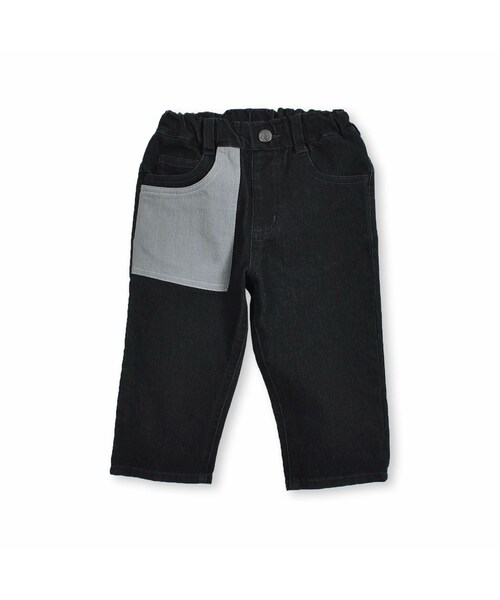 WASK（ワスク）の「6分丈配色ポケットストレッチデニムパンツ(100~160cm)（デニムパンツ・キッズ・ブルー/ブラック・110）」の2枚目の写真