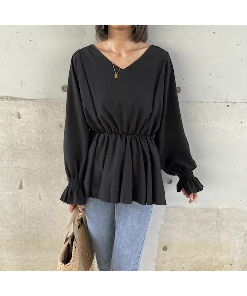 copine(コピン)の「キャンディスリーブブラウス(ブラック)(シャツ/ブラウス・レディース・ブラック・ワンサイズ)」の1枚目の写真