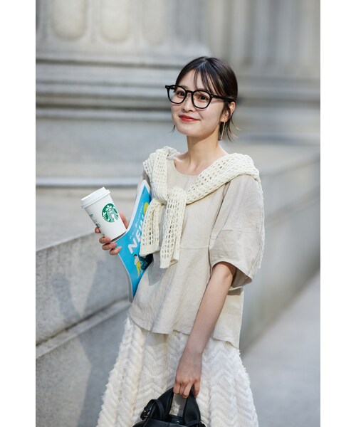 neam(ニーム)の「puff sleeve linen tops(シャツ/ブラウス・レディース・ブラウン/ホワイト・free)」の1枚目の写真