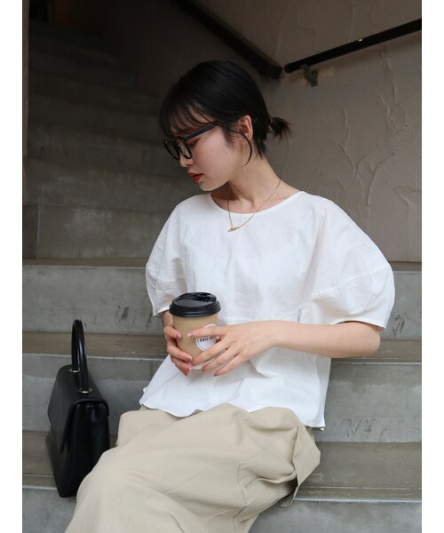 neam(ニーム)の「puff sleeve linen tops(シャツ/ブラウス・レディース・ブラウン/ホワイト・free)」の9枚目の写真