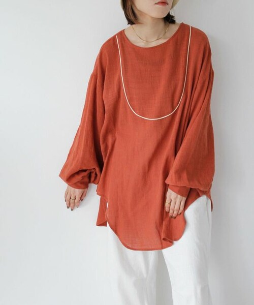 Crisp（クリスプ）の「ガーゼドレスシャツ[c1R3201]（シャツ/ブラウス・レディース・アイボリー/レッド・FREE）」の2枚目の写真