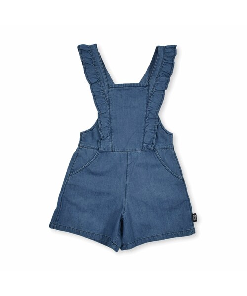 Noeil aime BeBe(ノイユエイムベベ)の「肩紐フリルデニムショートサロペット(90~130cm)(サロペット/オーバーオール・キッズ・ブルー・110)」の1枚目の写真