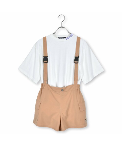 ZIDDY(ジディ)の「ミニタリーカーゴショートパンツ&Tシャツセット(130~160cm)(カーゴパンツ・キッズ・ベージュ/ブラック・150)」の1枚目の写真