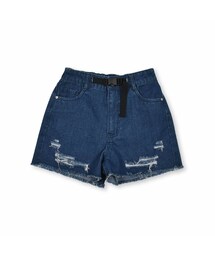 ZIDDY | ベルト付きダメージデニムショートパンツ(130~160cm)(デニムパンツ)