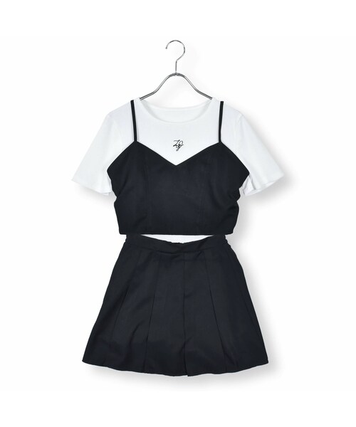 ZIDDY(ジディ)の「3点セットキャミソール&Tシャツ&スカート(130~160cm)(キャミソール・キッズ・その他/ブラック・150)」の2枚目の写真