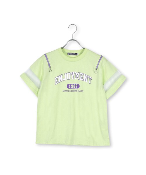 ZIDDY（ジディ）の「肩あきファスナーTシャツ(130~160cm)（Tシャツ/カットソー・キッズ・ホワイト/グリーン・150）」の2枚目の写真