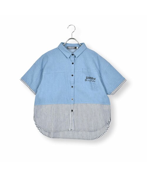 ZIDDY(ジディ)の「デニムコットンドッキングシャツ(130~160cm)(シャツ/ブラウス・キッズ・ブラック/ブルー・150)」の2枚目の写真