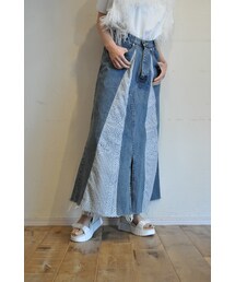 デニム×レーススカート