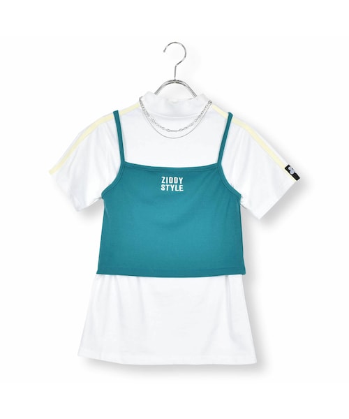 ZIDDY(ジディ)の「3点セット ビスチェ&ネックレス付きTシャツ(130~160cm)(Tシャツ/カットソー・キッズ・グリーン/ブルー・150)」の1枚目の写真