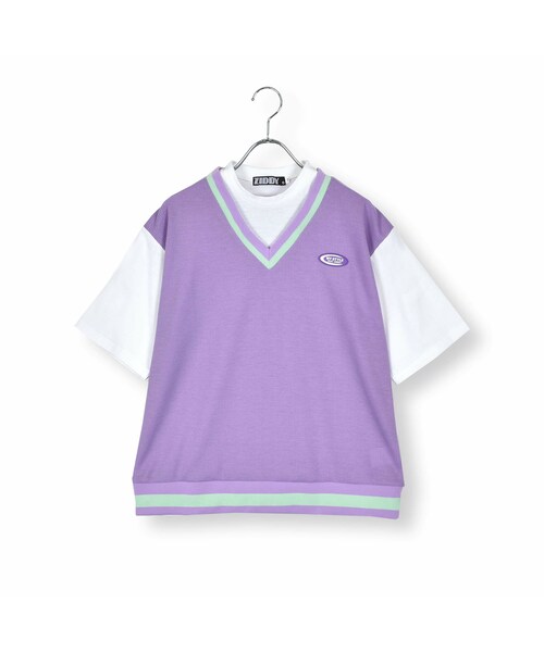 ZIDDY(ジディ)の「ベストドッキングTシャツ(130~160cm)(Tシャツ/カットソー・キッズ・イエロー/パープル・150)」の2枚目の写真