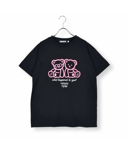 ZIDDY(ジディ)の「ラメクマプリントTシャツ(130~160cm)(Tシャツ/カットソー・キッズ・ブラック/グリーン・150)」の1枚目の写真
