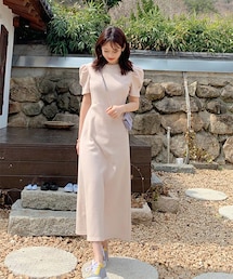 DHOLIC | 2TYPEパフスリーブフレアワンピース(ワンピース)