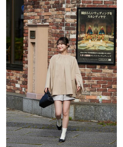 neam（ニーム）の「sleeve slit gather blouse（シャツ/ブラウス・レディース・ピンク/ホワイト/ブラウン・free）」の3枚目の写真