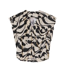 JNBY | Gathered Sea Wave-print Linen Top(シャツ/ブラウス)