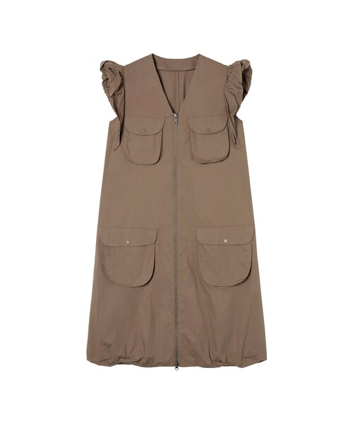 JNBY（ジェーエヌビーワイ）の「Cloud Large Pocket Zip-front Cotton Dress（シャツワンピース・レディース・ブラック/ブラウン・36/38/40）」の2枚目の写真