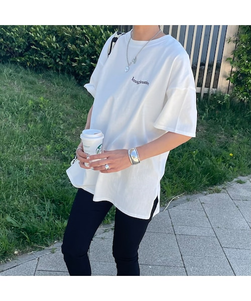 copine(コピン)の「カラーロゴプリントT(オフブラック)(Tシャツ/カットソー・レディース・ホワイト・F)」の4枚目の写真