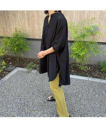 copine | サイドリボンスキッパーシャツ／ブラウス（ブラック）(シャツ/ブラウス)