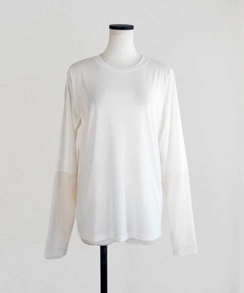 Marient(マリエント)の「シアー切替TEE(Tシャツ/カットソー・レディース・ホワイト/ブルー/ブラック・FREE)」の1枚目の写真