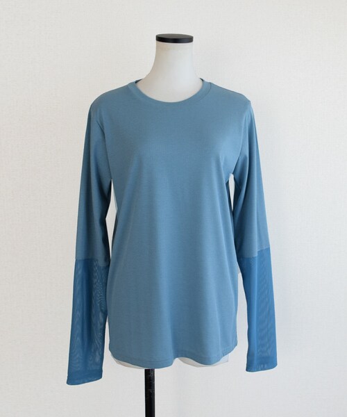 Marient(マリエント)の「シアー切替TEE(Tシャツ/カットソー・レディース・ホワイト/ブルー/ブラック・FREE)」の3枚目の写真