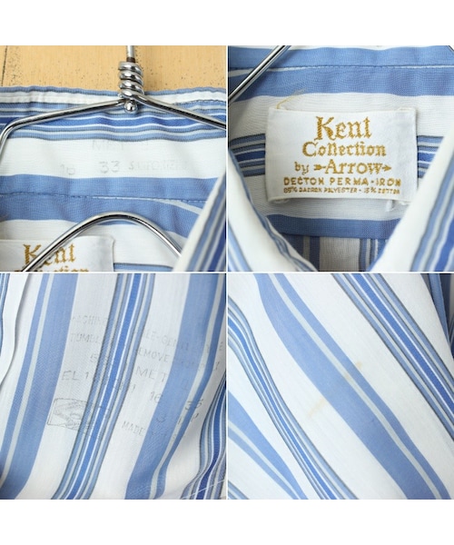 ARROW（アロー）の「70s 80s USA製 ARROW 長袖 ライトフランネル ストライプ シャツ ブルー メンズL相当 アメリカ古着（シャツ/ブラウス・レディース・ブルー・L）」の2枚目の写真