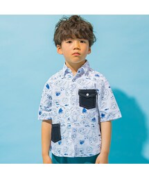 WASK（ワスク）の「地図柄配色プリントニットサッカーシャツ(100~160cm)（シャツ/ブラウス・キッズ）」