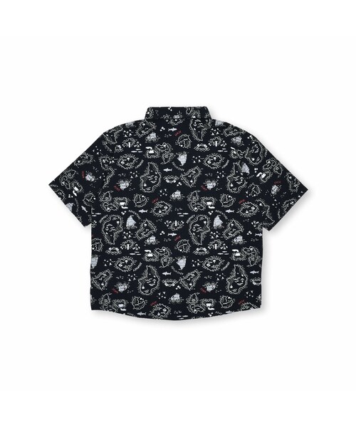 WASK（ワスク）の「地図柄配色プリントニットサッカーシャツ(100~160cm)（シャツ/ブラウス・キッズ・ホワイト/ブラック・110）」の2枚目の写真