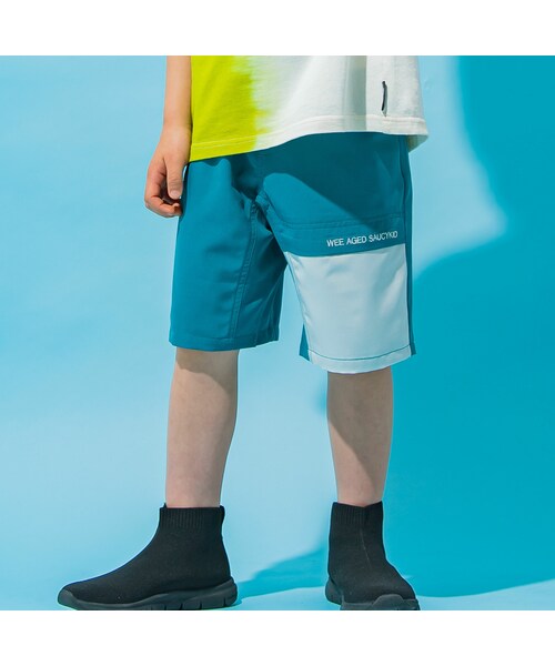 WASK（ワスク）の「5分丈配色ポケット楊柳パンツ(100~160cm)（その他パンツ・キッズ・イエロー/ブルー・110）」の2枚目の写真