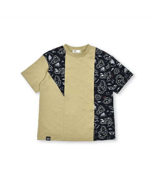 WASK(ワスク)の「【接触冷感】地図柄切り替え天竺ニットサッカービッグTシャツ(100~160cm)(Tシャツ/カットソー・キッズ・ブルー/ベージュ・110)」の2枚目の写真