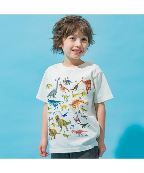 WASK（ワスク）の「【接触冷感】恐竜アルファベットTシャツ(100~160cm)（Tシャツ/カットソー・キッズ・イエロー/ホワイト・M(120cm)）」の2枚目の写真