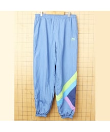 PUMA（プーマ）の「80s 90s EURO PUMA プーマ ナイロン トラック パンツ メンズXL ライトブルー ヨーロッパ古着（その他パンツ）」